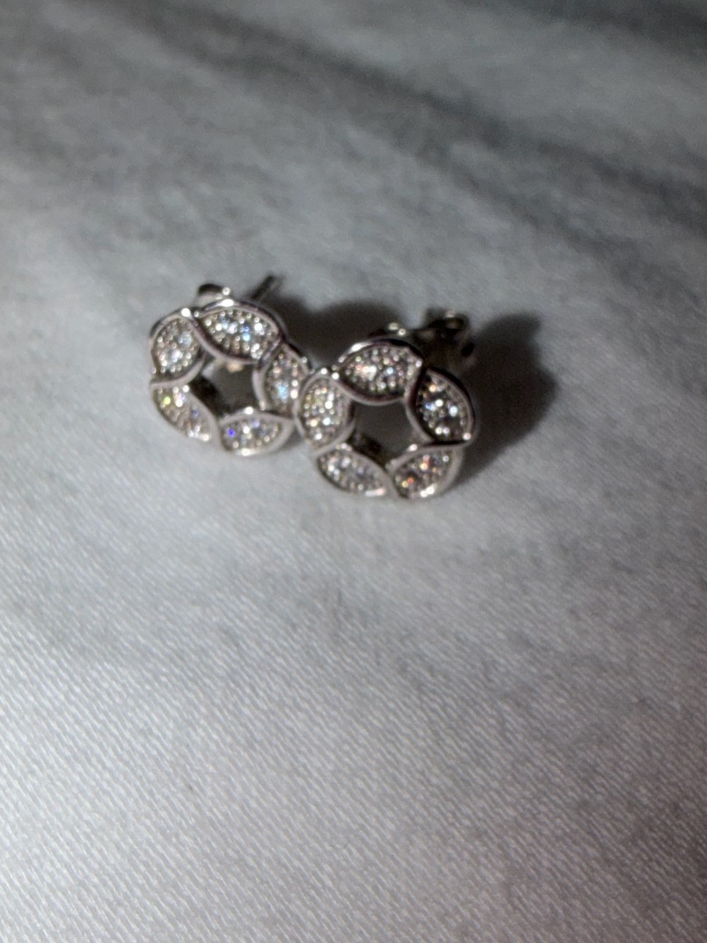 Dazzling Silver Pavé Leaf Cluster Stud Earrings
